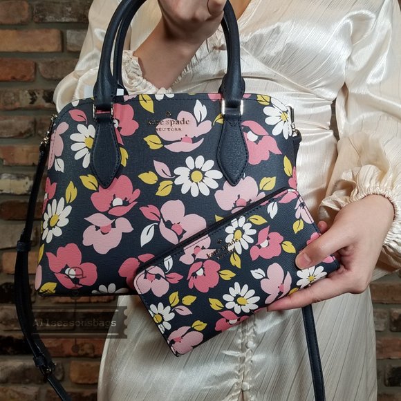 AUTHENTIC Kate Spade Darcy Satchel Road Trip Floral and Bifold Wallet FLORAL SET - Picture 1 of 11
